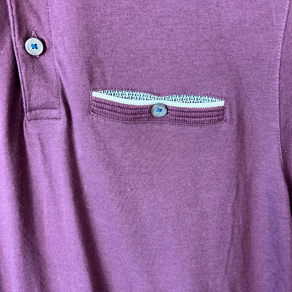 Ted Baker London Mens Purple Short Sleeve Polo Shirt Size 3 - Picture 3 of 10